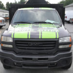 Bo Stanley work vehicle wrap with door graphics, racing stripes, lettering, and hood logo.