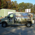 DHI Furniture corporate vehicle wrap with lettering, custom graphics, and side logos.