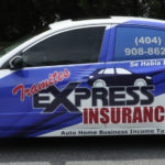 tramites xpress insurance corporate with windows, logos, and lettering.