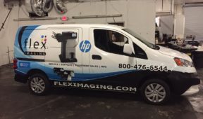 Flex Imaging corporate van half wrap with graphics and lettering