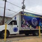 Premier Aquatics trailer truck wrap with side/hood logos and lettering